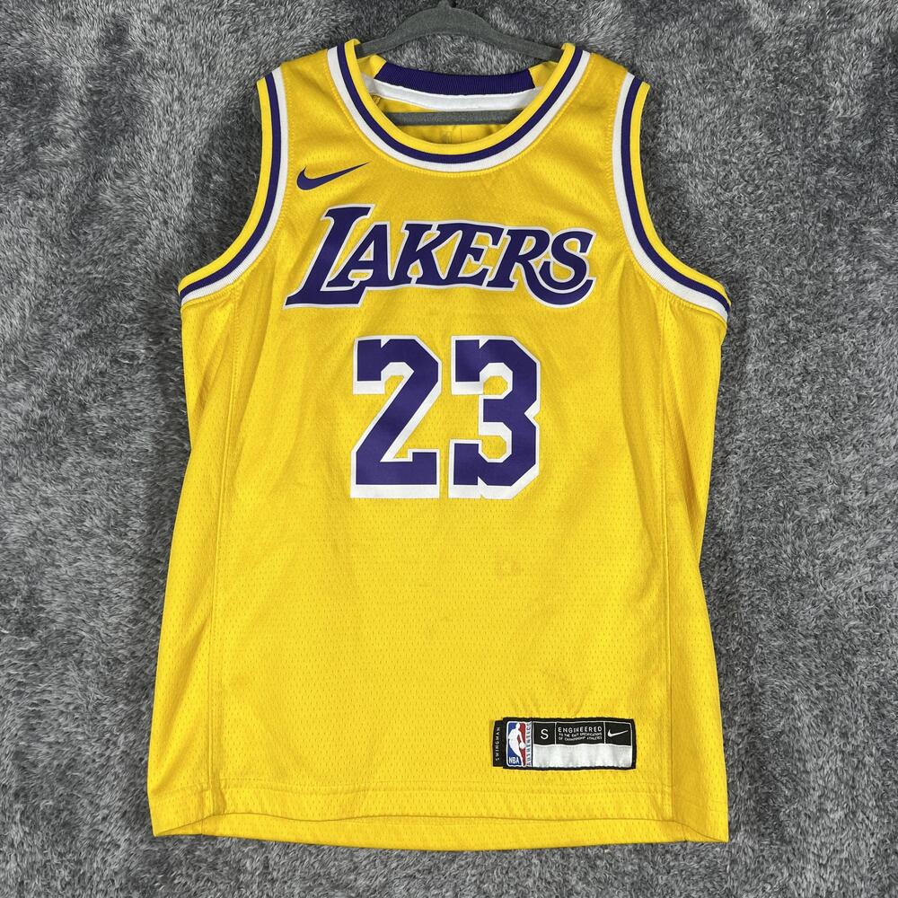 Lebron James Jersey Boys S Yellow Lakers 23 Basketball Jersey Dri-FIT Mesh NBA